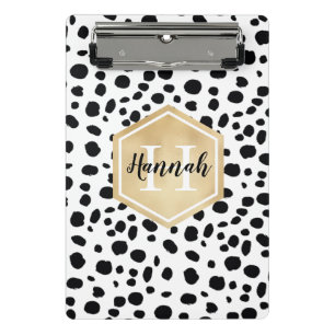 Mini Porte-bloc Black White Spots Motif Gold Monogramme