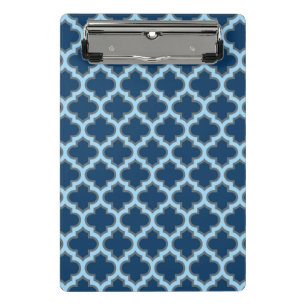 Mini Porte-bloc Bleu et Bébé Bleu Trellis, treillis, Quatrefoil