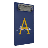 Mini Porte-bloc Bleu Nuit Or Moderne Écriture Féminine Monogramme  (Incliné)