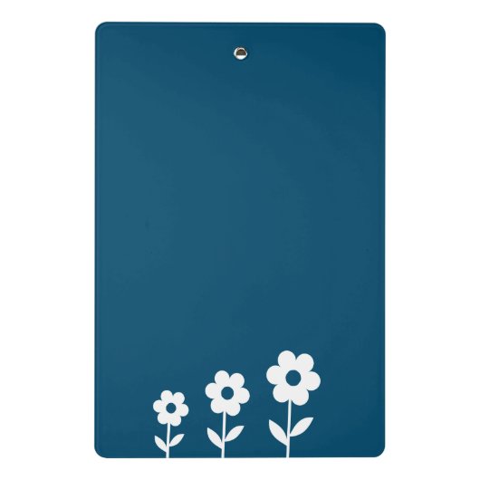 Mini Porte-bloc Bleu Turquoise aux fleurs blanches, Customisé (Dos)