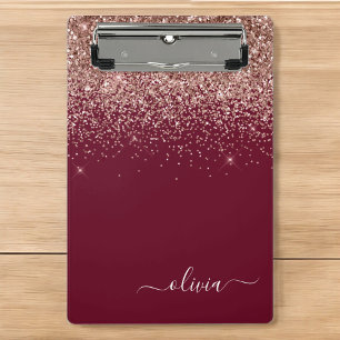 Mini Porte-bloc Blush Rose Gold Burgundy Monogramme Paillettes Ros
