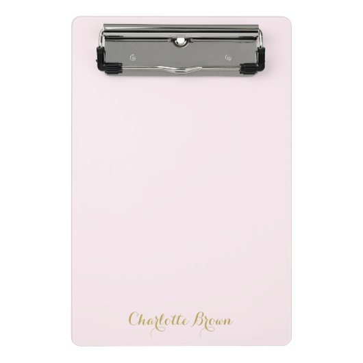Mini Porte-bloc Blush Rose Or Monogramme Moderne Minimaliste (Devant)