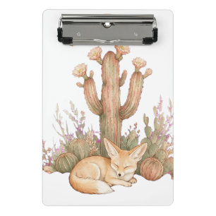 Mini Porte-bloc Boho Désert Fennec Fox Endormi Sous Cactus Saguaro