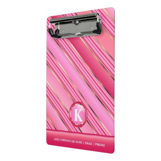 Mini Porte-bloc Bonbon de coton rose et or Monogramme (Angle2)