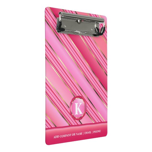 Mini Porte-bloc Bonbon de coton rose et or Monogramme (Incliné)