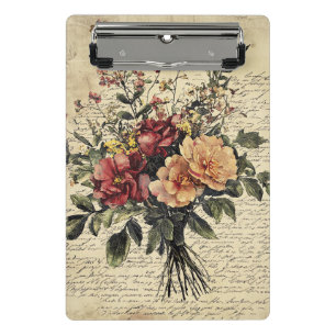 Mini Porte-bloc Bouquet de roses vintage pêche cramoisi