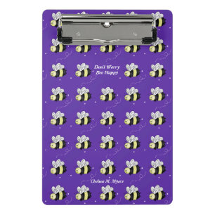 Mini Porte-bloc Bourdon Violet "Soyez Heureux"