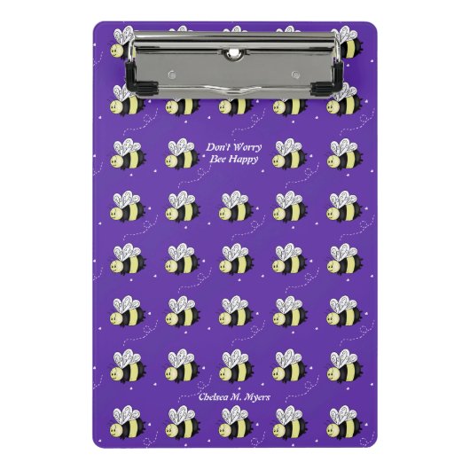 Mini Porte-bloc Bourdon Violet "Soyez Heureux" (Devant)