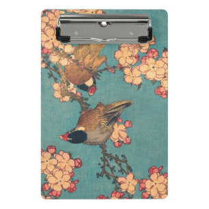 Mini Porte-bloc Bouvreuil d'Hokusai et Cerisier Fleur Vintage Oise