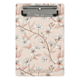 Mini Porte-bloc Branche florale de pêche douce avec fleurs blanche