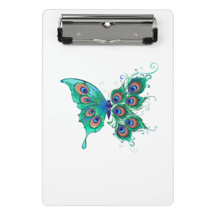Mini Porte-bloc Butterfly with Green Peacock Feathers