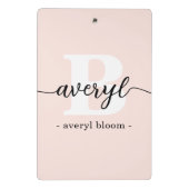 Mini Porte-bloc Calligraphie Monogramme Fille Nom initial Blush Ro (Dos)