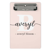 Mini Porte-bloc Calligraphie Monogramme Fille Nom initial Blush Ro (Devant)