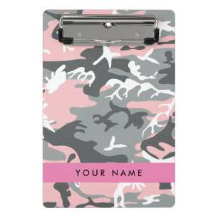 Mini Porte-bloc Camouflage rose et gris Personnalisez votre nom