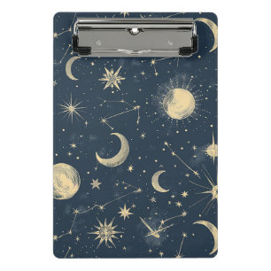Mini Porte-bloc Carte antique céleste de la lune en ivoire sur fon