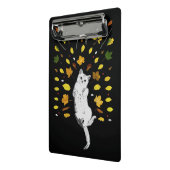 Mini Porte-bloc Chat blanc avec illustration des feuilles de chute (Angle2)
