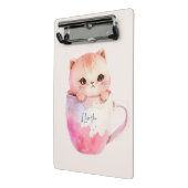 Mini Porte-bloc Chat blanc-rose mignonne dans une tasse de thé (2) (Angle2)
