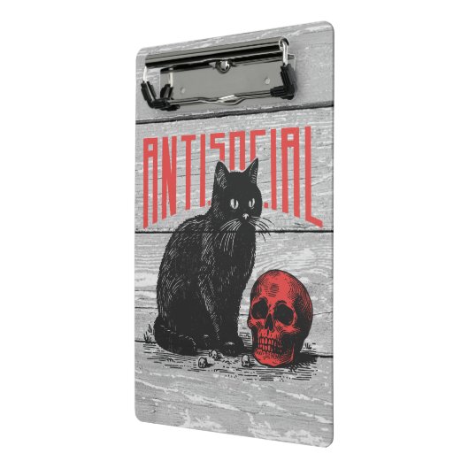 Mini Porte-bloc Chat et crâne antisociaux (Angle2)