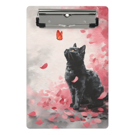 Mini Porte-bloc Chat Fleur de Cerisier et Papillons (3) (Devant)