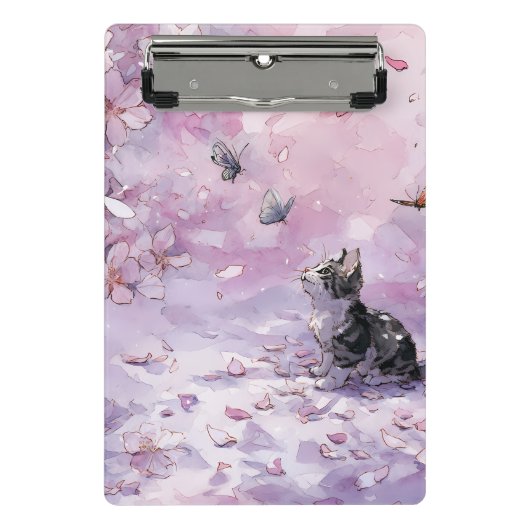 Mini Porte-bloc Chat Fleur de Cerisier et Papillons (5) (Devant)