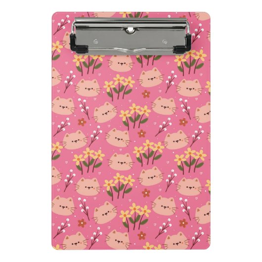 Mini Porte-bloc Chat mignon et fleurs (Devant)