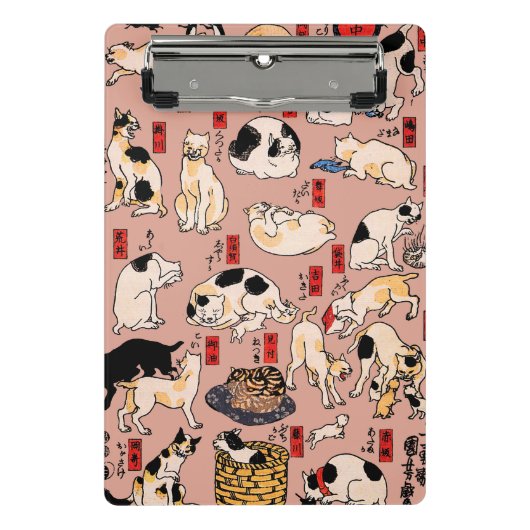 Mini Porte-bloc chats japonais Ukiyo-e Funny kitty (Devant)