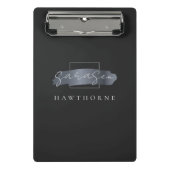 Mini Porte-bloc Chic Brush Stroke Black Faux Silver Grey Monogramm (Devant)