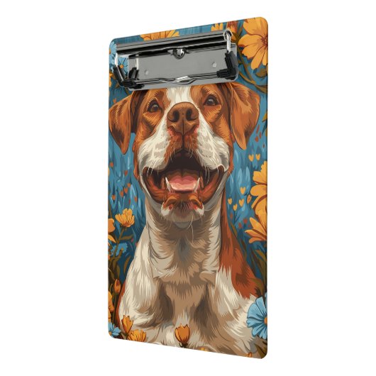 Mini Porte-bloc Chien et fleurs Brown et blancs mignons (Angle2)