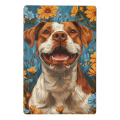 Mini Porte-bloc Chien et fleurs Brown et blancs mignons (Dos)