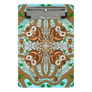 Mini Porte-bloc Chouette tirée à la main Mandala