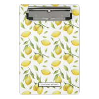 Citrons et Motif vert d'aquarelle jaune