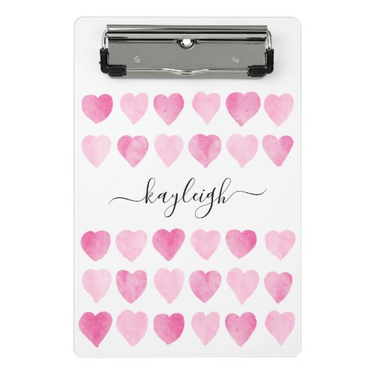 Mini Porte-bloc Coeurs d'aquarelle rose mignonne (Devant)