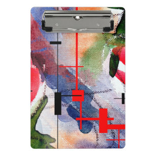 Mini Porte-bloc collage d'art abstrait, médias mélangés et