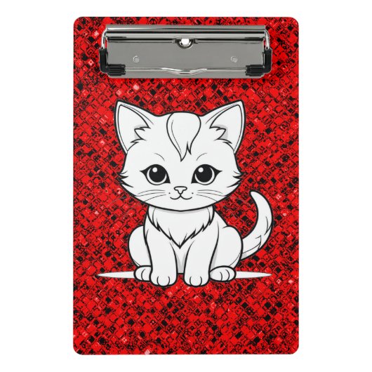 Mini Porte-bloc Conception de dessin au trait de chat stylisé-5231 (Devant)