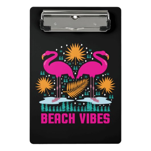 Mini Porte-bloc Conception de flamants roses de vibes de plage (Devant)