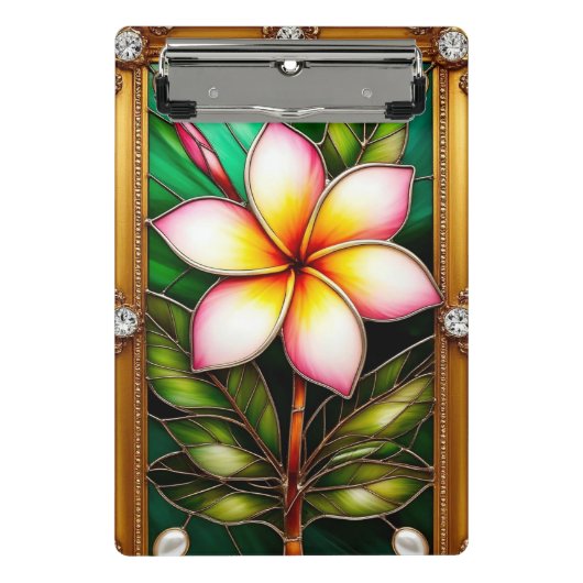 Mini Porte-bloc Conception florale dans un cadre doré (Devant)