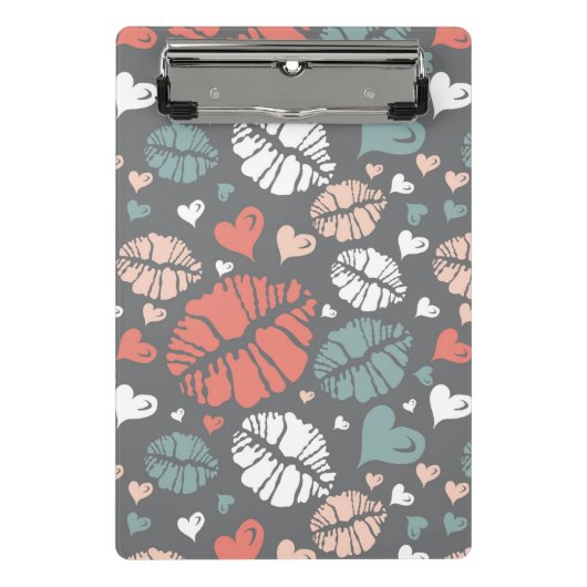 Mini Porte-bloc Copie de baiser et motif de coeur (Devant)