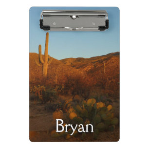 Mini Porte-bloc Coucher de soleil sur Saguaro I Paysage du désert
