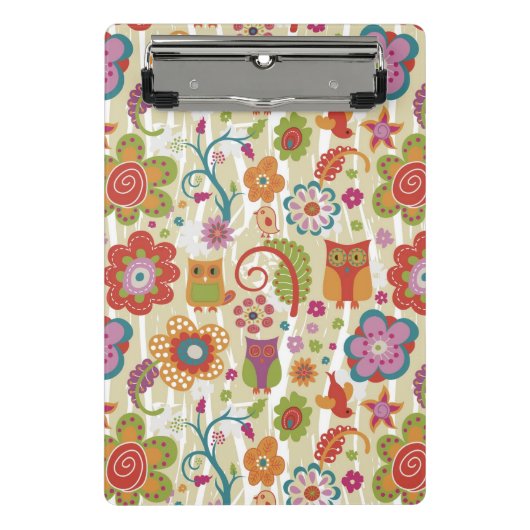 Mini Porte-bloc Couleur florale et hibou (Devant)
