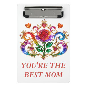 Mini Porte-bloc Couronne Royale de Rose de Cristal de Diamant