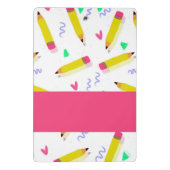 Mini Porte-bloc Crayons et rayures jaunes sur blanc (Dos)