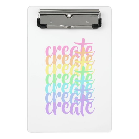 Mini Porte-bloc "Créer" Pastel Rainbow Words (Devant)