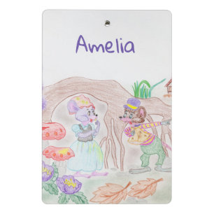 Mini Porte-bloc Custom Kids Artwork, deux mignonnes souris, fleurs