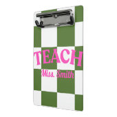 Mini Porte-bloc Customizable Green Checkered Teacher Clipboard  (Angle2)