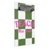 Mini Porte-bloc Customizable Green Checkered Teacher Clipboard  (Incliné)