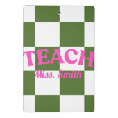 Mini Porte-bloc Customizable Green Checkered Teacher Clipboard  (Dos)