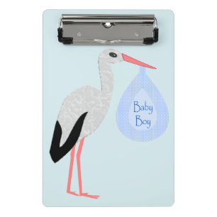 Mini Porte-bloc Cute Blue Baby Boy Stork