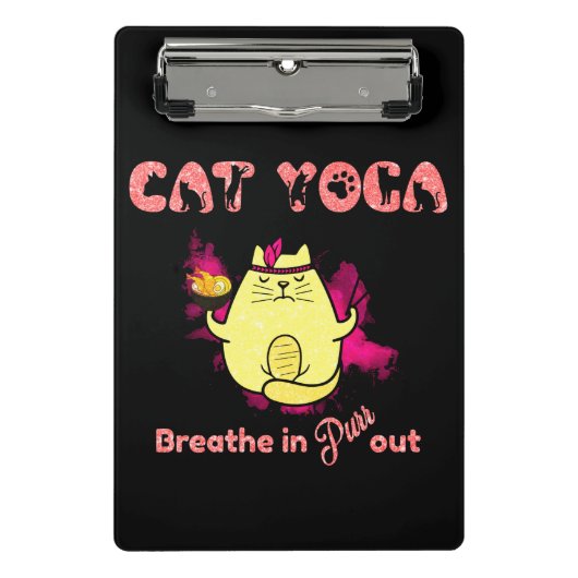 Mini Porte-bloc Cute Cat Yoga - "Respirer, Purr Out" (Devant)