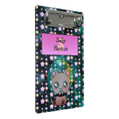 Mini Porte-bloc Cute Chat dans l'espace Flottant avec des étoiles (Incliné)