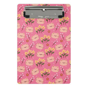 Mini Porte-bloc Cute Chat et Fleurs